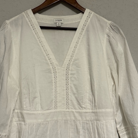 Women's J. Crew White 100% Cotton Long Sleeve Dress - Picture 3 of 10